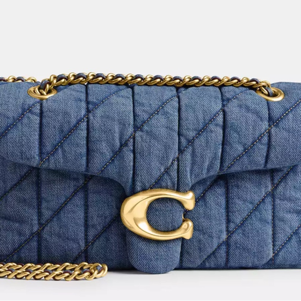 Coach Blue and Gold Quilted Crossbody Bag